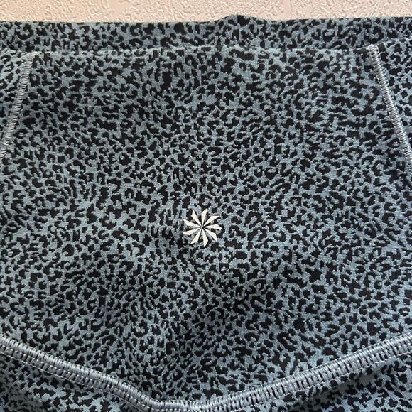 Athleta Salutation Stash II Textured Tights Leggings XS Teal Black Print - Picture 4 of 7